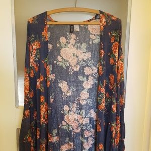 Blue Floral Lightweight Knit Sweater